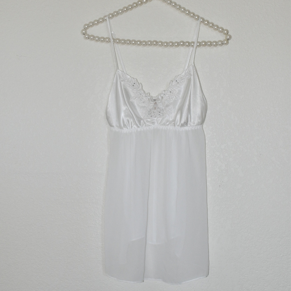 White Satin Sheer Cami Top